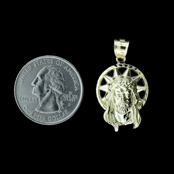 10K Yellow Gold Jesus Head Face Pendant - Picture 4 of 6